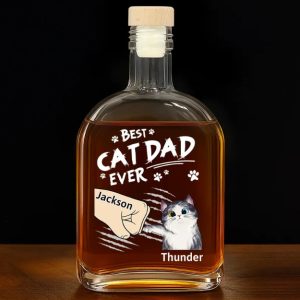 Best Cat Dad Ever - Personalized Whiskey Bottle