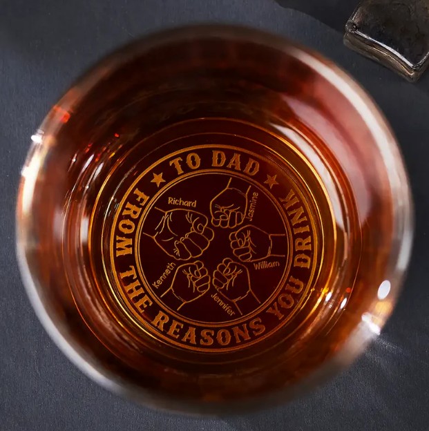 To Dad From The Reasons You Drink - Personalized Engraved Whiskey Glass