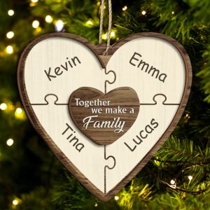 Christmas Puzzle Together We Make A Family - Gift For Family - Personalized 2-Layered Wooden Ornament