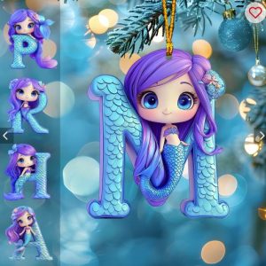 Beautiful Mermaid Letter Ornament - Personalized Kid Ornament