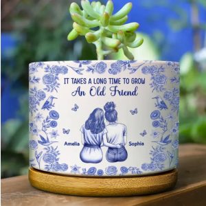 Toile De Jouy Grow An Old Friend - Personalized Ceramic Plant Pot