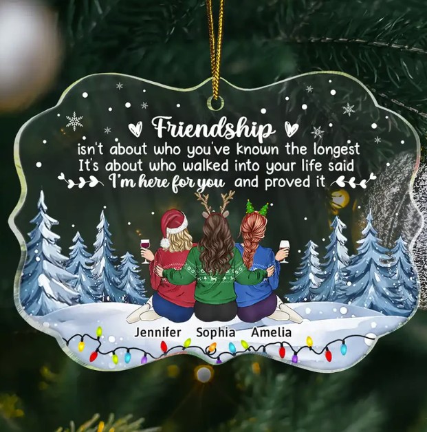 Friendship I'm Here For You Christmas Besties - Personalized Medallion Acrylic Ornament