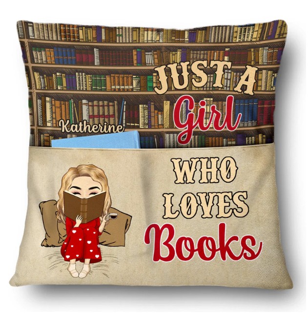 Reading Just A Girl Boy Who Loves Books - Gift For Book Lovers - Personalized Pocket Pillow