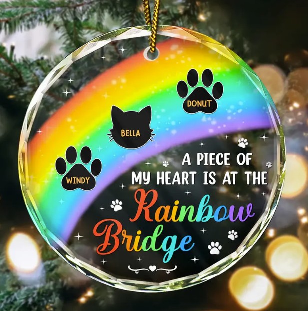 A Piece Of My Heart Memorial Christmas - Personalized Circle Glass Ornament