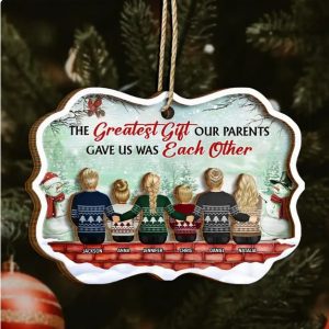 Greatest Gift Our Parents Gave Us Sibling Green Version - Personalized 2-Layered Wooden Ornament