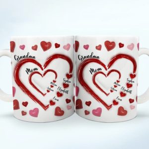 Mom's Grandma's Sweethearts - Gift For Mother, Grandmother - 3D Inflated Effect Printed Mug, Personalized White Edge-to-Edge Mug