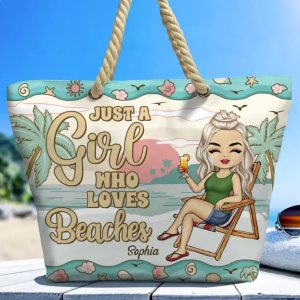 Just A Girl Who Loves Beaches - Personalized Beach Bag