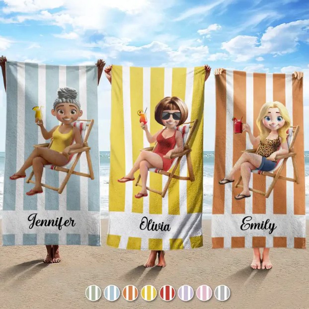 Summer Is Calling Vacation 3D Cartoon - Personalized Beach Towel