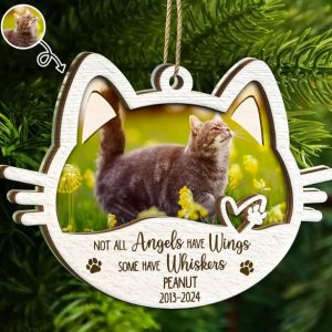 Custom Photo Memorial Cat Not All Angels Have Wings Some Have Whiskers - Personalized 2-Layered Mix Ornament