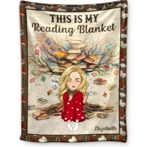 Book Tree This Is My Reading Blanket - Personalized Fleece Blanket, Sherpa Blanket