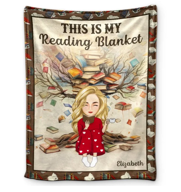 Book Tree This Is My Reading Blanket - Personalized Fleece Blanket, Sherpa Blanket