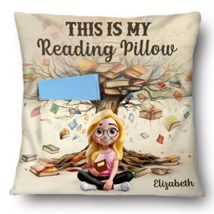 This Is My Reading Pillow Book Tree - Personalized Pocket Pillow
