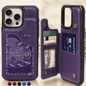 Grandma's Mom's Little Sweethearts - Personalized Leather Flip Wallet Phone Case