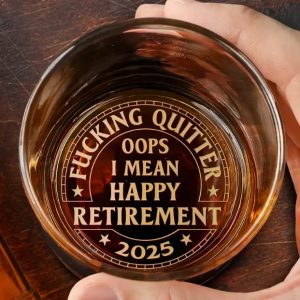Oops I Mean Happy Retirement - Personalized Engraved Whiskey Glass