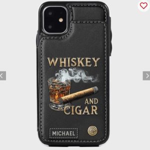 Whiskey And Cigar - Personalized Whisky Wallet Phone Case