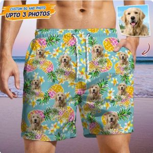 Upload Dog Photo With Pattern Men's Beach Short TA29 888850