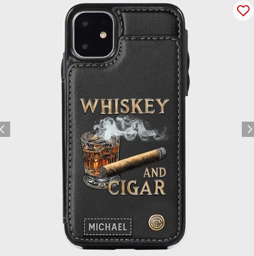 Whiskey And Cigar - Personalized Whisky Wallet Phone Case