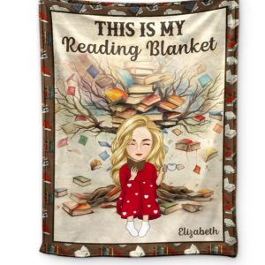 Book Tree This Is My Reading Blanket - Personalized Fleece Blanket, Sherpa Blanket