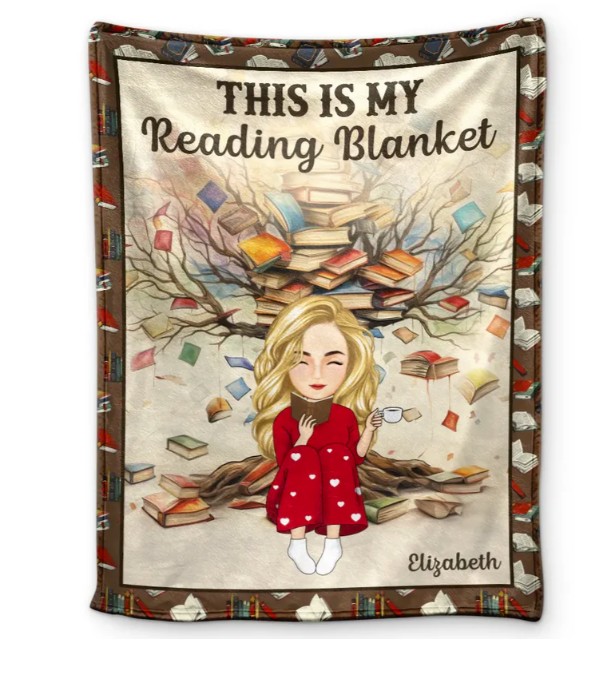 Book Tree This Is My Reading Blanket - Personalized Fleece Blanket, Sherpa Blanket