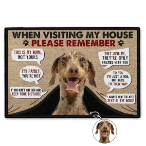 Custom Photo When Visiting Our House Please Remember - Decor Gift For Dog Lovers - Personalized Doormat
