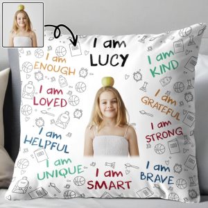 I Am Loved, I Am Kind Pillow With Positive Affirmations, Personalized Custom Pillow, Gift For Young Girls