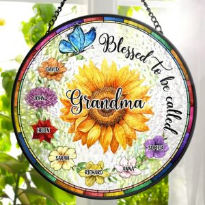 Birth Flowers Bless to Be Called - Personalized Stained Glass Window Hanging Suncatcher