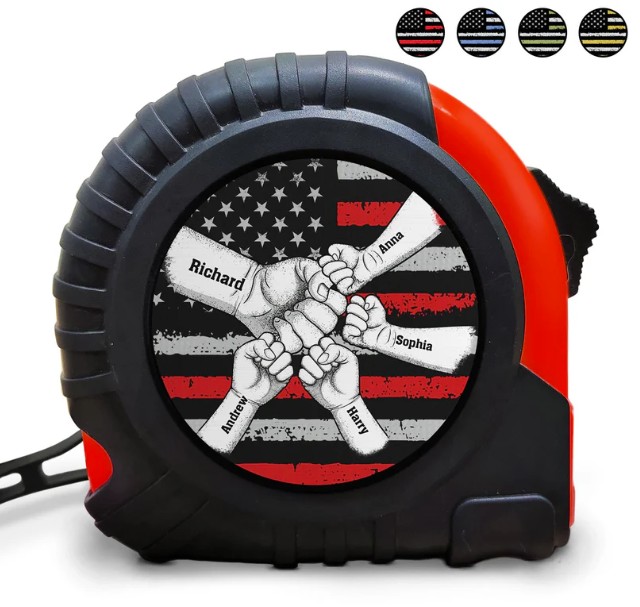 Stars And Stripes, Fist Bump - Birthday, Loving Gift For Dad, Father, Grandfather, Grandpa - Personalized Tape Measure