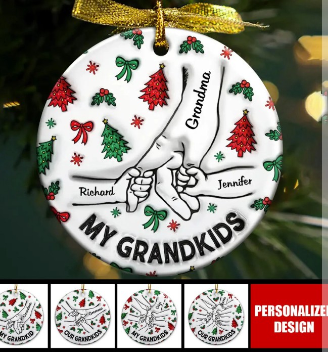 2024 New Release Christmas My Grandkids Our Grandkids-Personalized Circle Ceramic Ornament