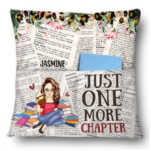 Reading One More Chapter - Gift For Book Lovers - Personalized Pocket Pillow