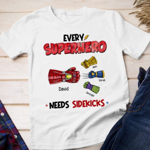 Every Super Dad Needs Sidekicks - Fist Bump, Personalized Shirt - Gift For Dad