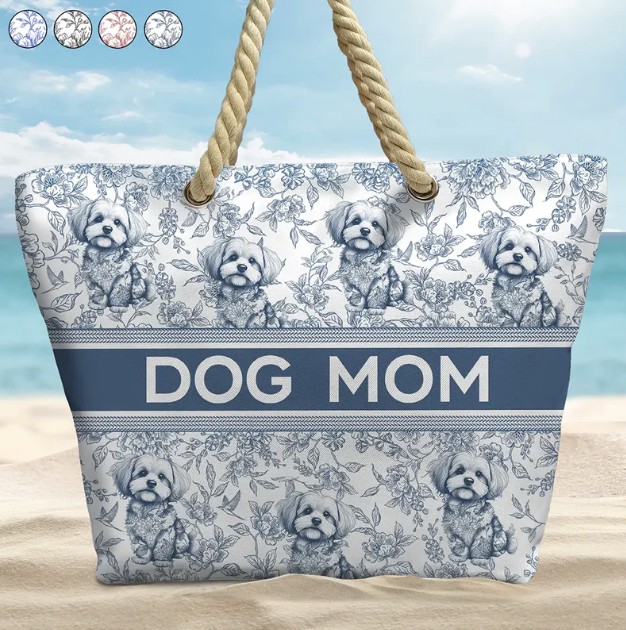 Chinoiserie Toile Dog Cat - Personalized Beach Bag
