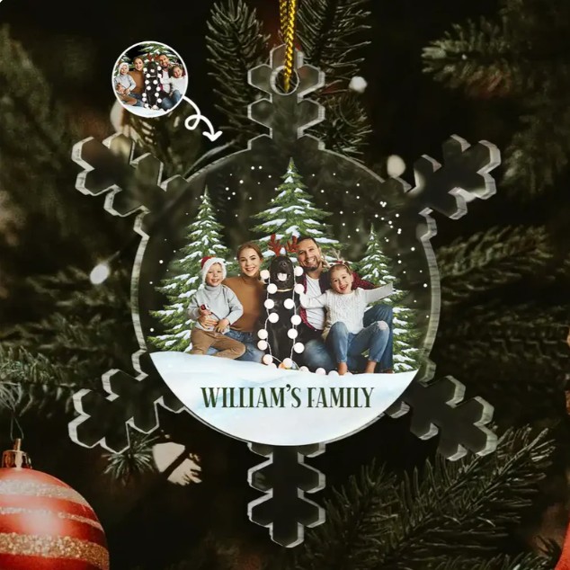 Christmas Custom Photo Family Pet Face - Personalized Custom Shaped Acrylic Ornament