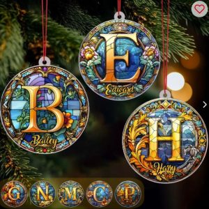 Stained Glass Letter - Personalized Family Ornament