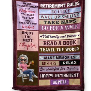 Retirement Rules Funny Farewell Gift - Personalized Fleece Blanket, Sherpa Blanket