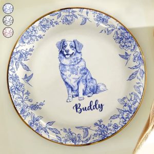 Chinoiserie Toile Dog - Personalized Round Ring Dish