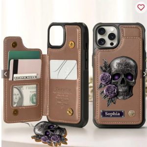 Skull And Roses - Personalized Skull Wallet Phone Case