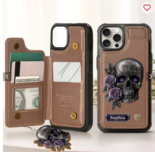 Skull And Roses - Personalized Skull Wallet Phone Case